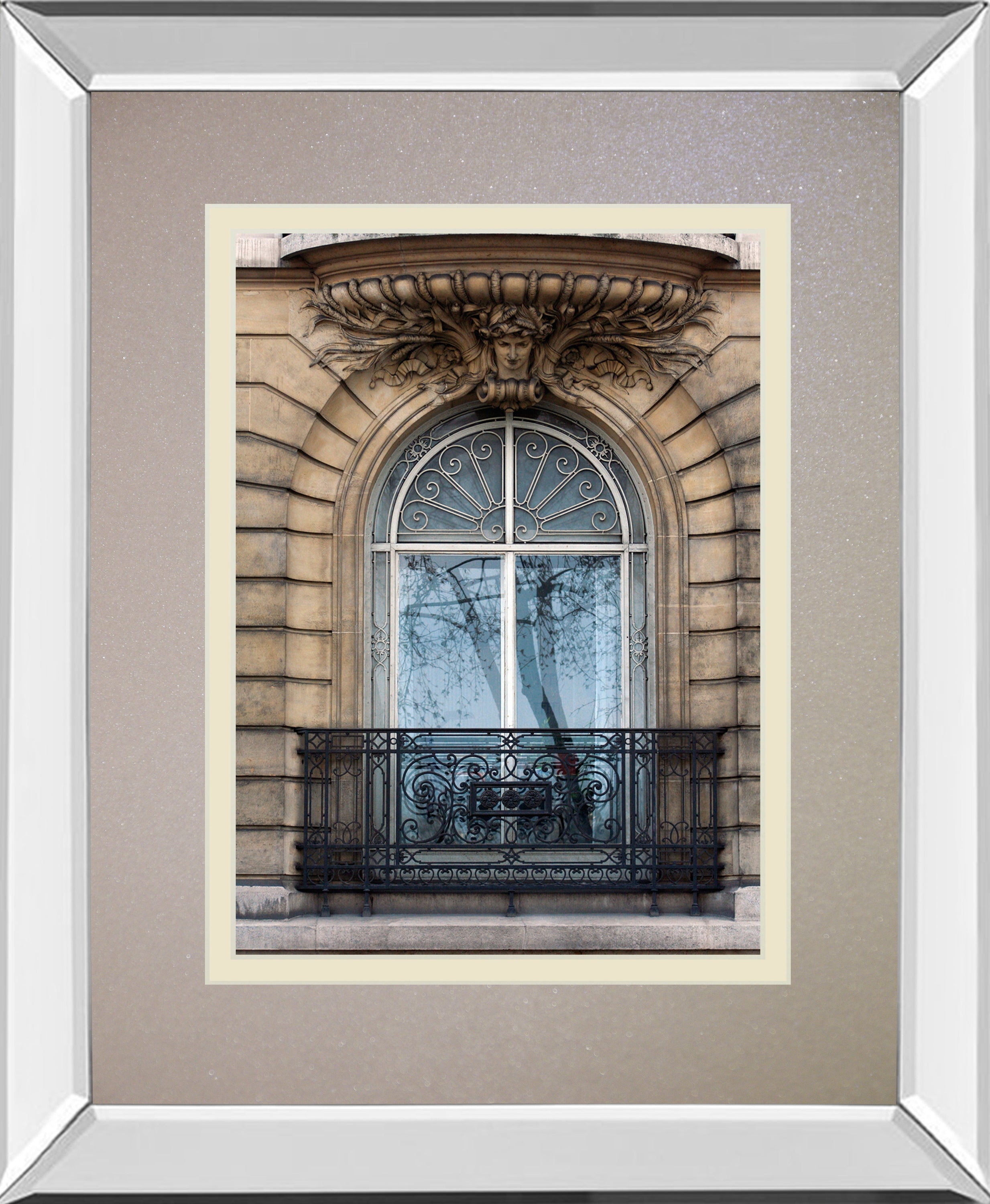 Rue De Paris I By Tony Koukos - Mirror Framed Print Wall Art - Beige