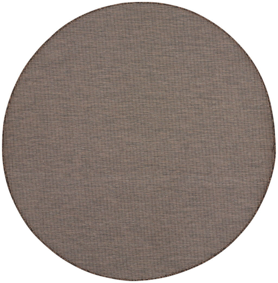 8' Round Power Loom Area Rug - Brown