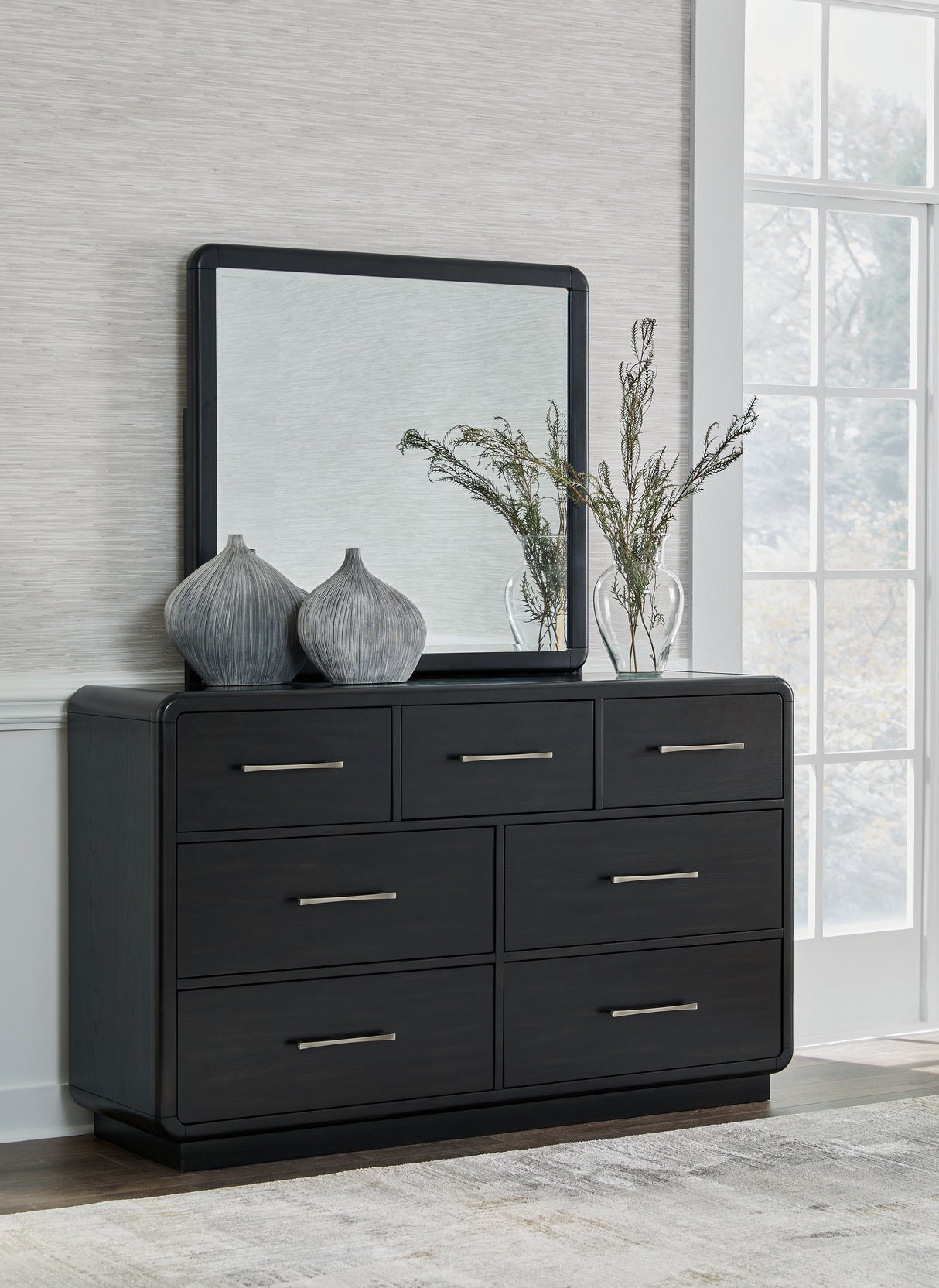 Rowanbeck - Black - Dresser And Mirror by Signature Design by Ashley® | Bel Furniture