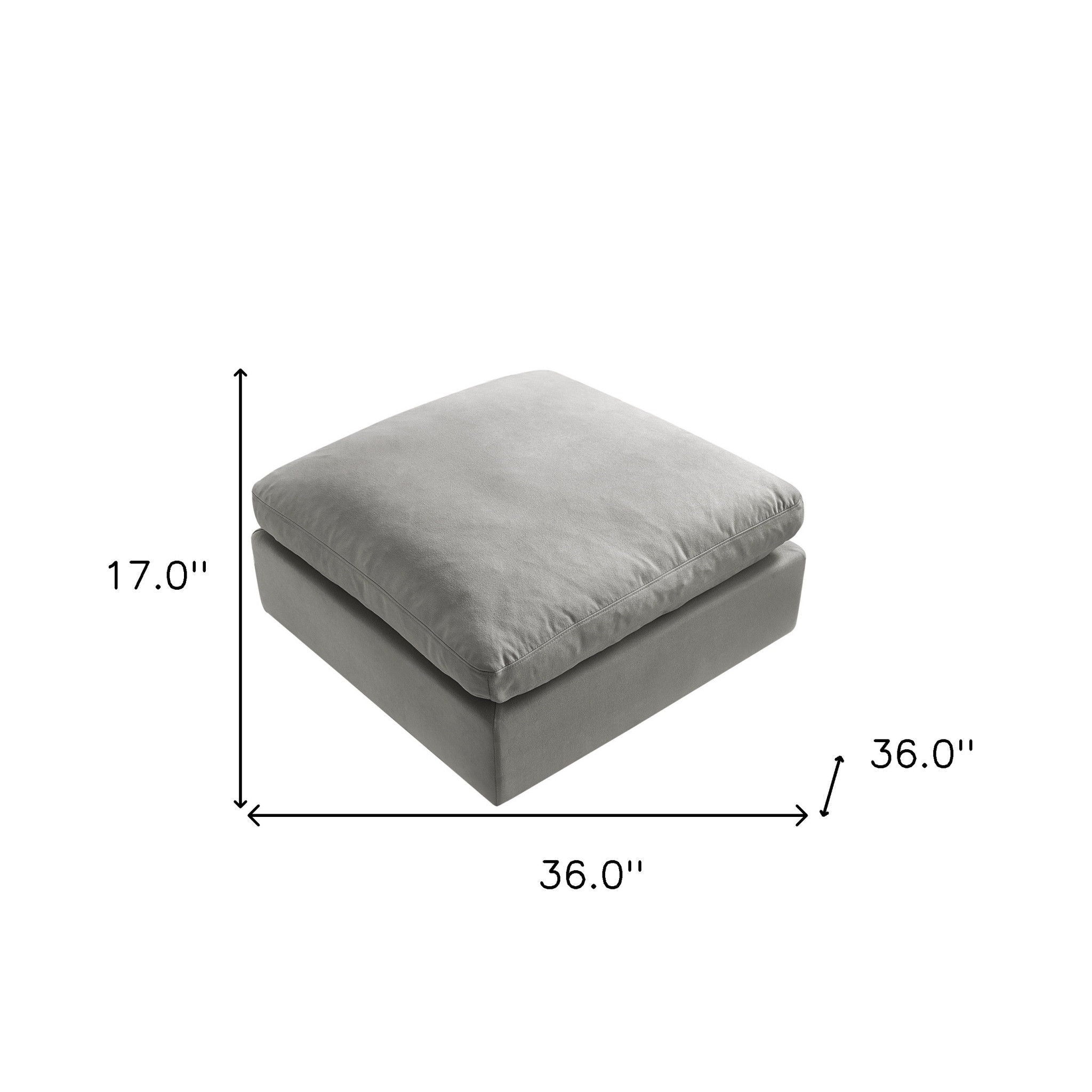 Linen Ottoman - Gray / Black