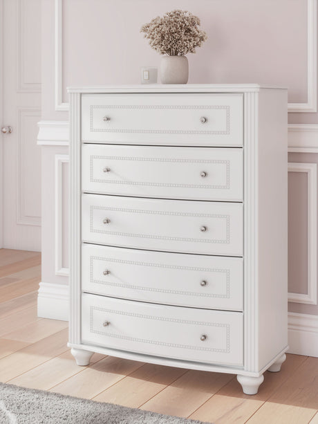 Kozlani - Five Drawer Chest - White - view 7