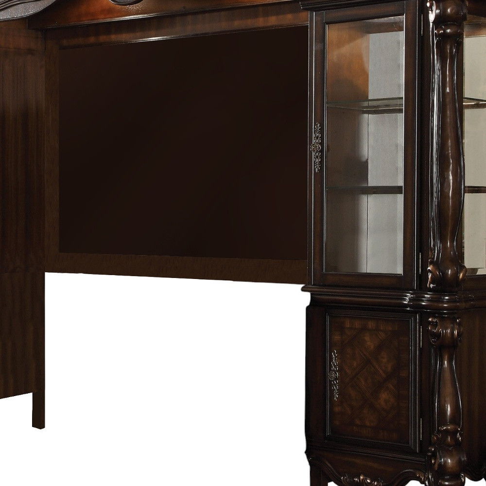 Solid Wood Cabinet Enclosed Storage Entertainment Center - Dark Brown