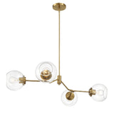 Jewel - 4 Lights Chandelier Ceiling Hanging Light Fixture - Clear / Gold