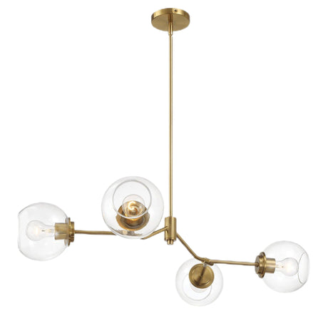 Jewel - 4 Lights Chandelier Ceiling Hanging Light Fixture - Clear / Gold - view 4