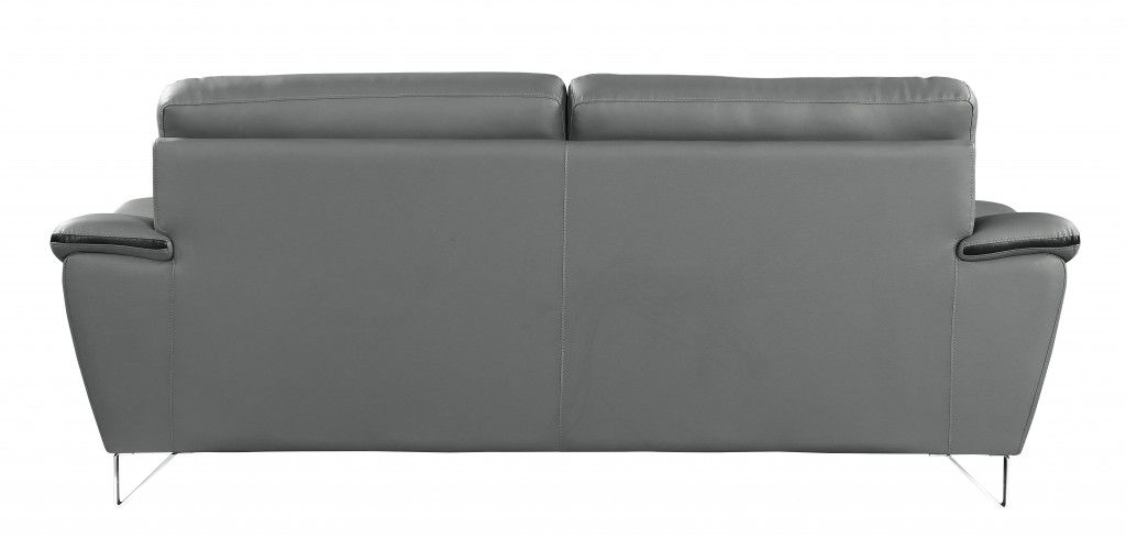 Faux Leather Love Seat - Silver / Gray