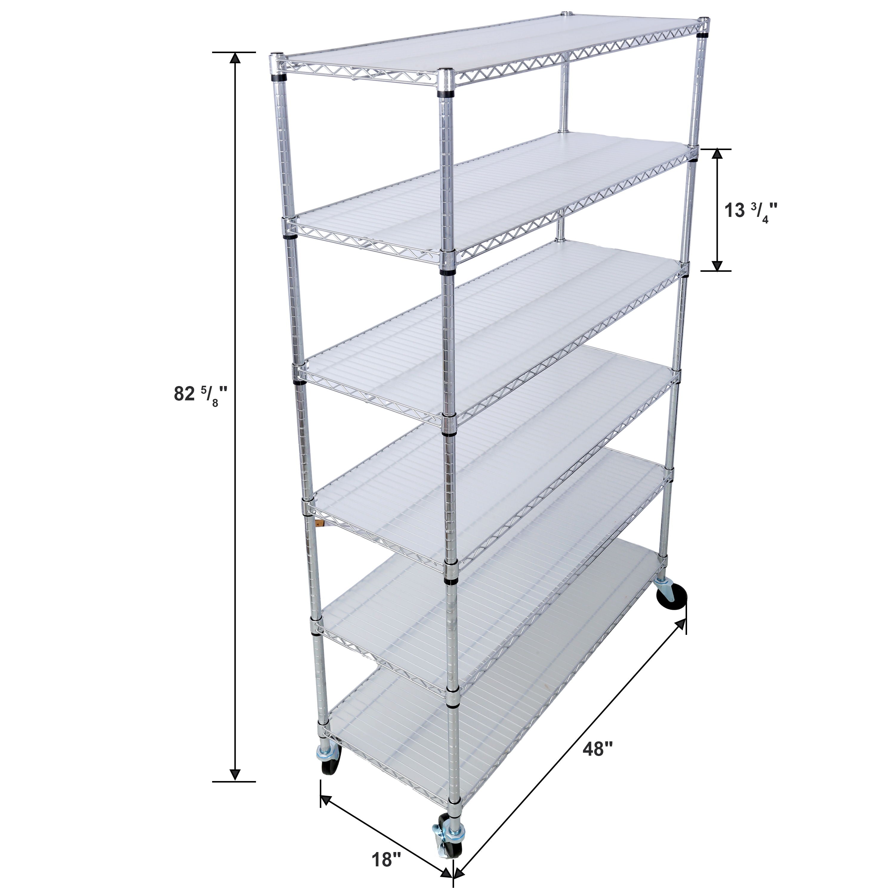 6 Tier 6000Lbs Capacity Nsf Metal Shelf Wire Shelving Unit, Heavy Duty Adjustable Storage Rack With Wheels & Shelf Liners For Commercial Grade Utility Steel Storage Rack