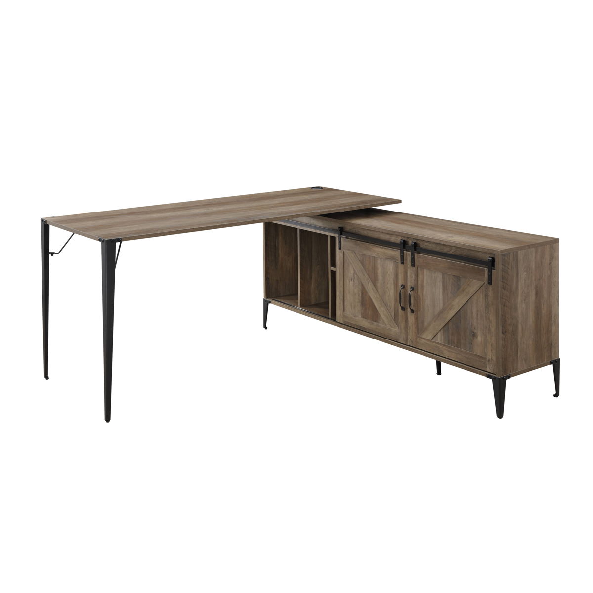 Zakwani - Writing Desk Combined With Cabinet - Rustic Oak / Black