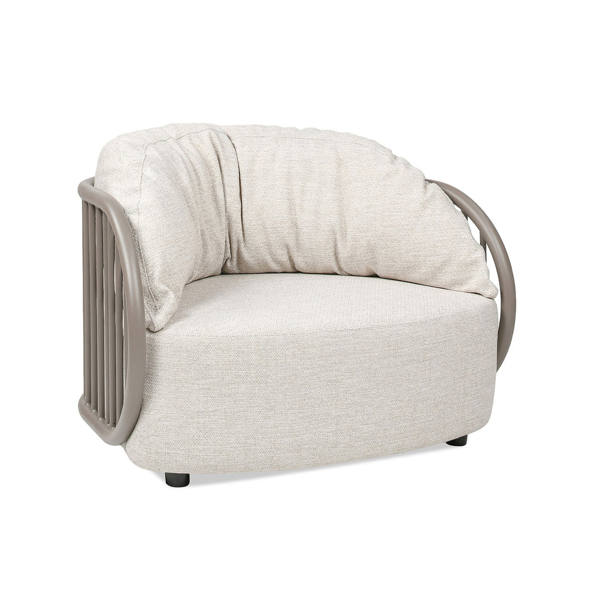 Harper - Barrel Upholstered Patio Deep Seating Armchair Axroma Olefin - Oat Beige by Jennifer Taylor Home | Bel Furniture