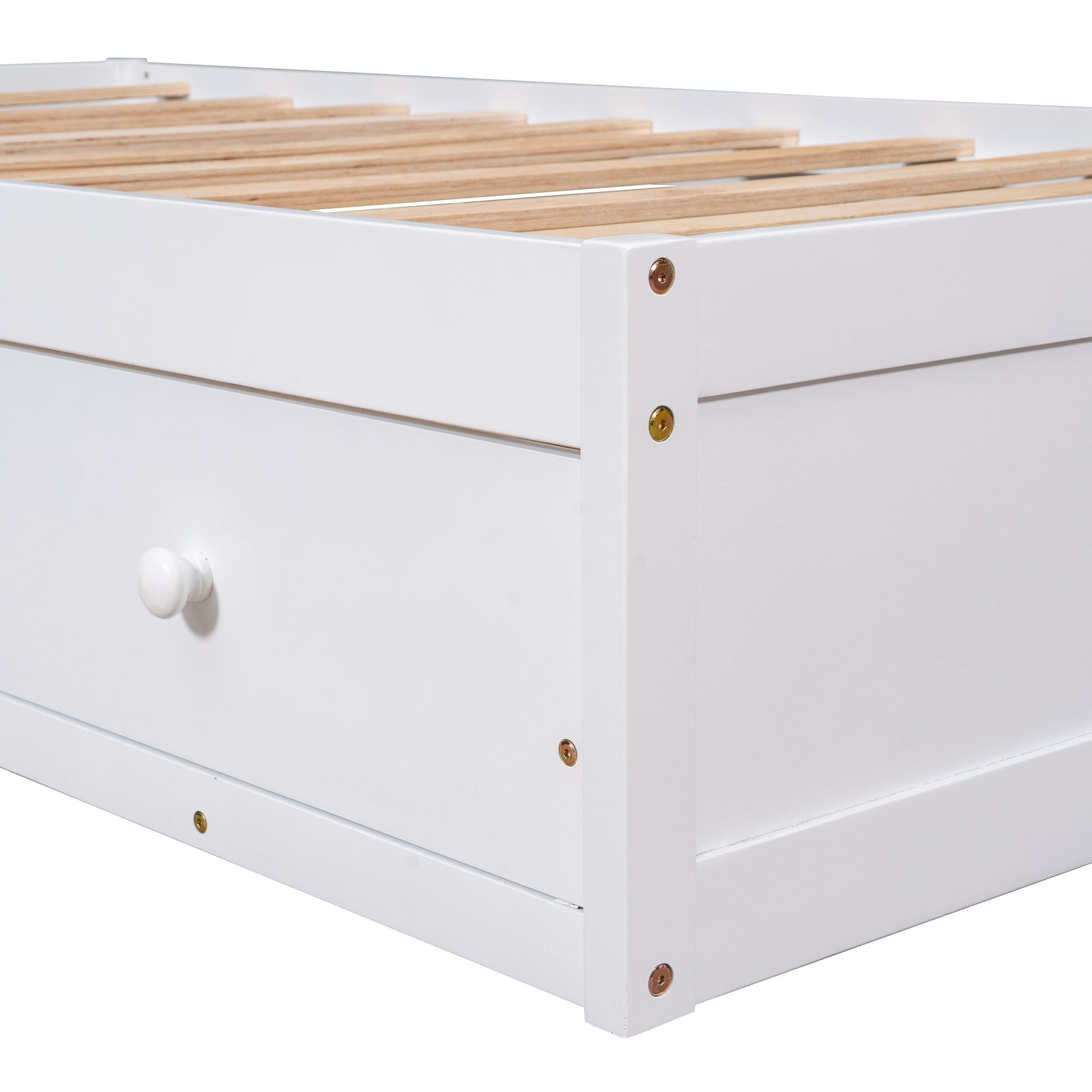 Twin Size Platform Storage Bed With 3 Drawers - White