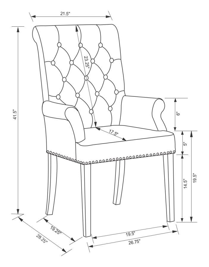 Alana - Fabric Upholstered Dining Arm Chair - Gray