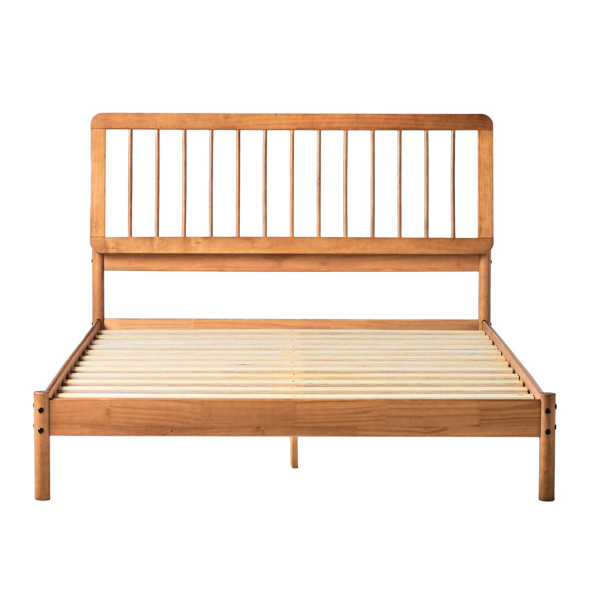 Mid-Century Modern Solid Wood Spindle Bed Dark Brown Queen by Walker Edison | Bel Furniture