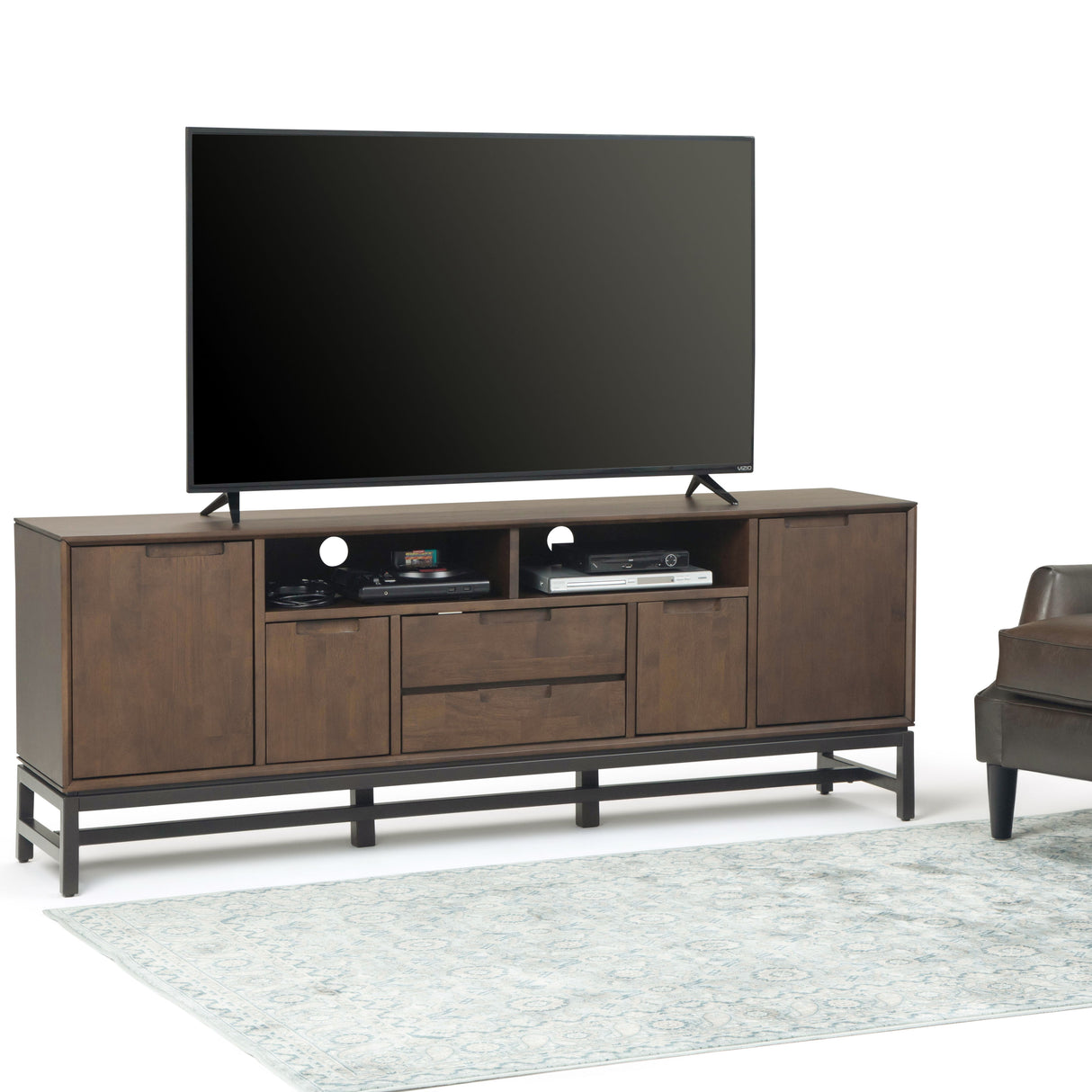 Banting - Mid Century Wide TV Stand - Walnut Brown by Simpli-Home | Bel Furniture