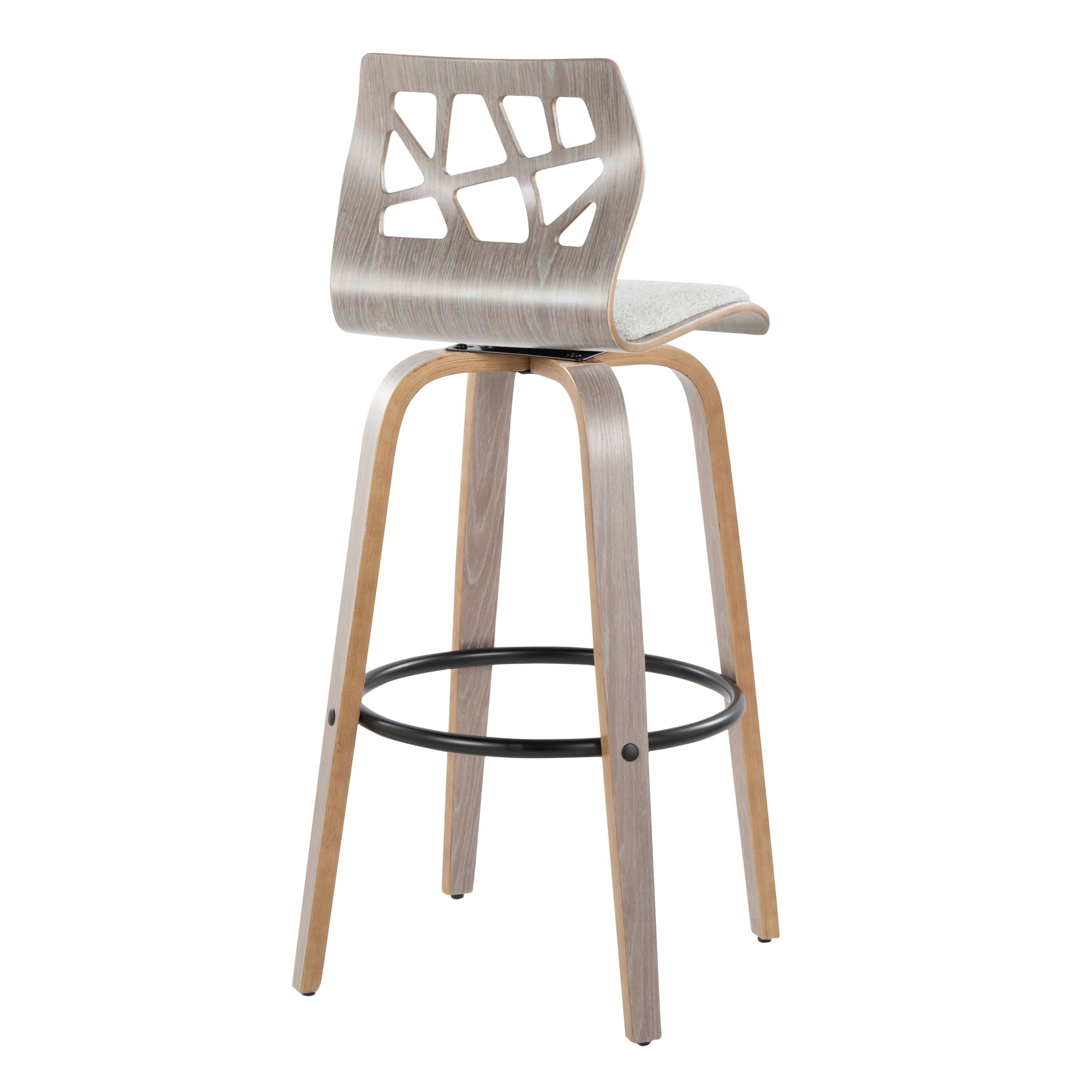 Folia - Contemporary Fixed Height Stool With Swivel With Round Footrest (Set of 2)