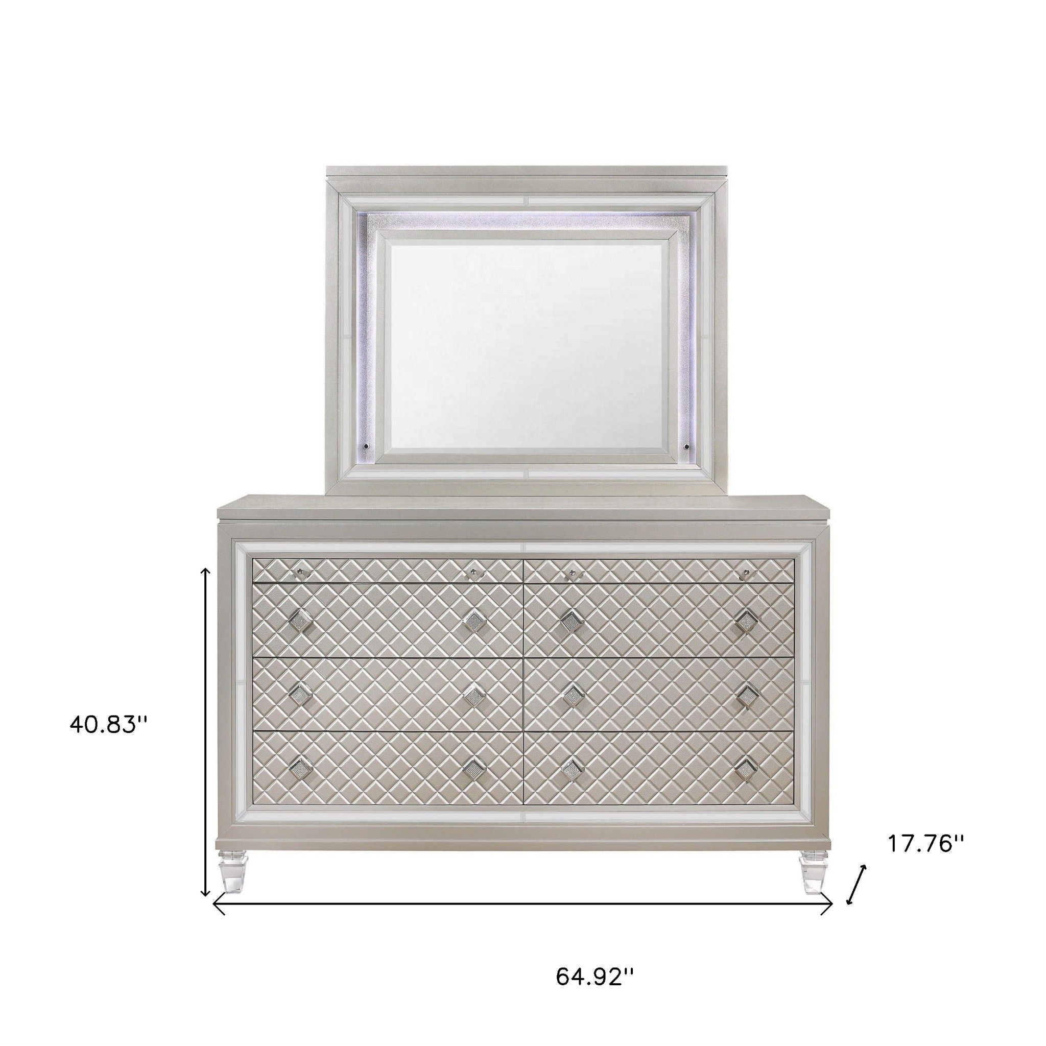 Dresser With Tapered Acrylic Legs And 2 Jewelry Drawers - Champagne