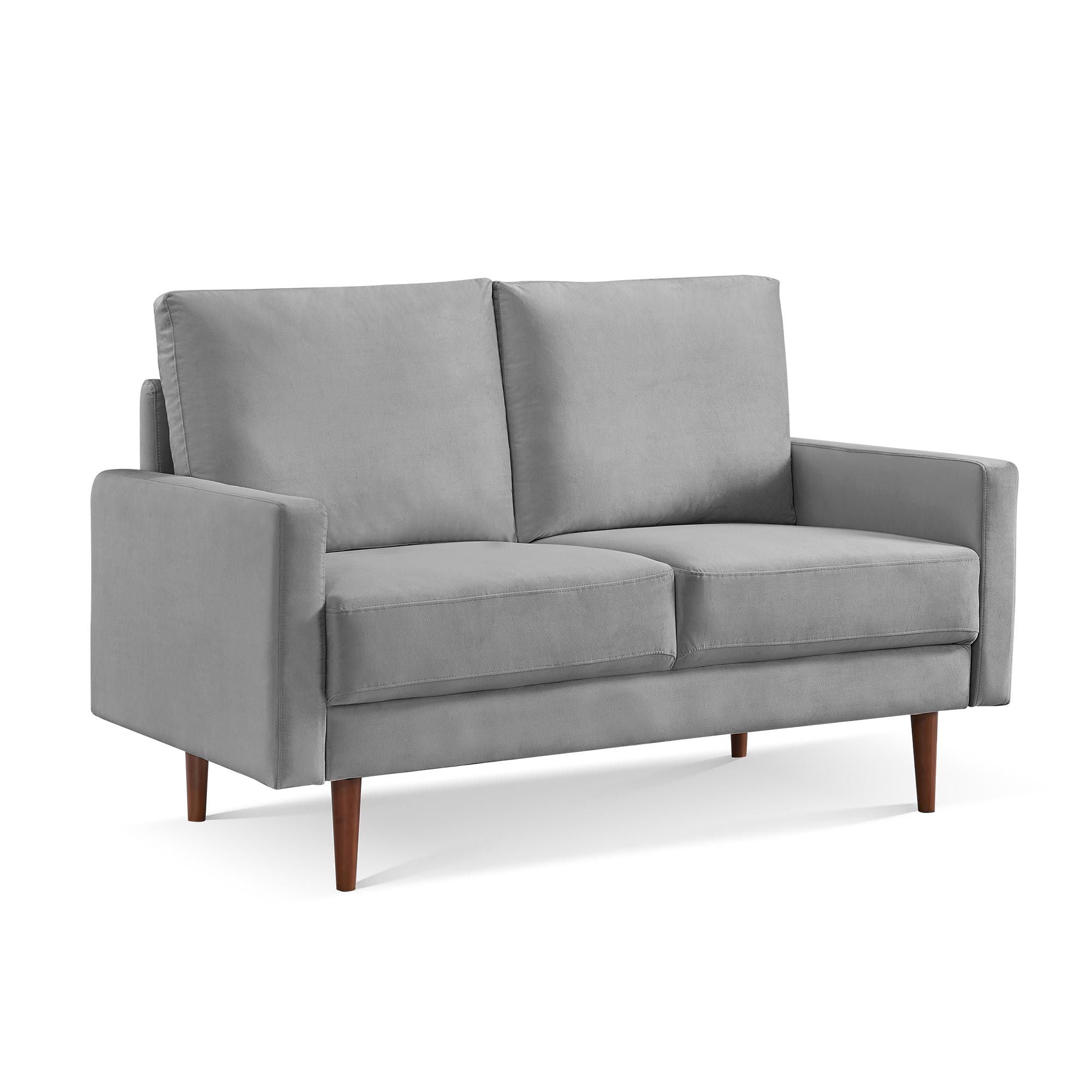 Velvet Loveseat - Gray / Dark Brown