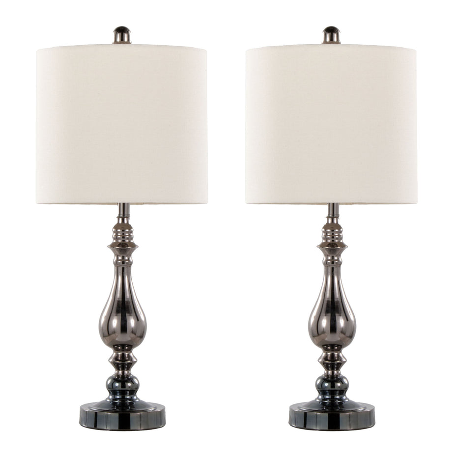 Montgomery - Contemporary Table Lamp Built In USB Port (Set of 2) - Gun / White