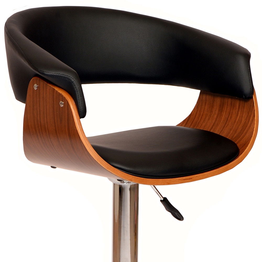 Swivel Low Back Adjustable Height Bar Chair - Black / Brown