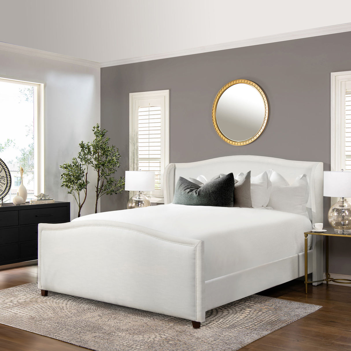 Carmen - Upholstered Wingback Panel Bed Frame