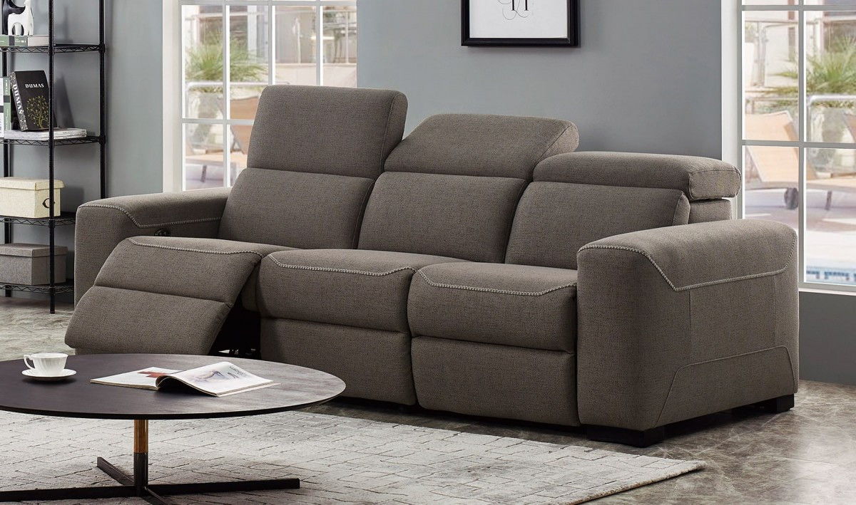 Reclining Sofa With Black Legs - Brown