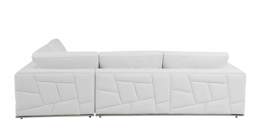 Italian Leather Reclining L Shaped Two Piece Corner Sectional - White