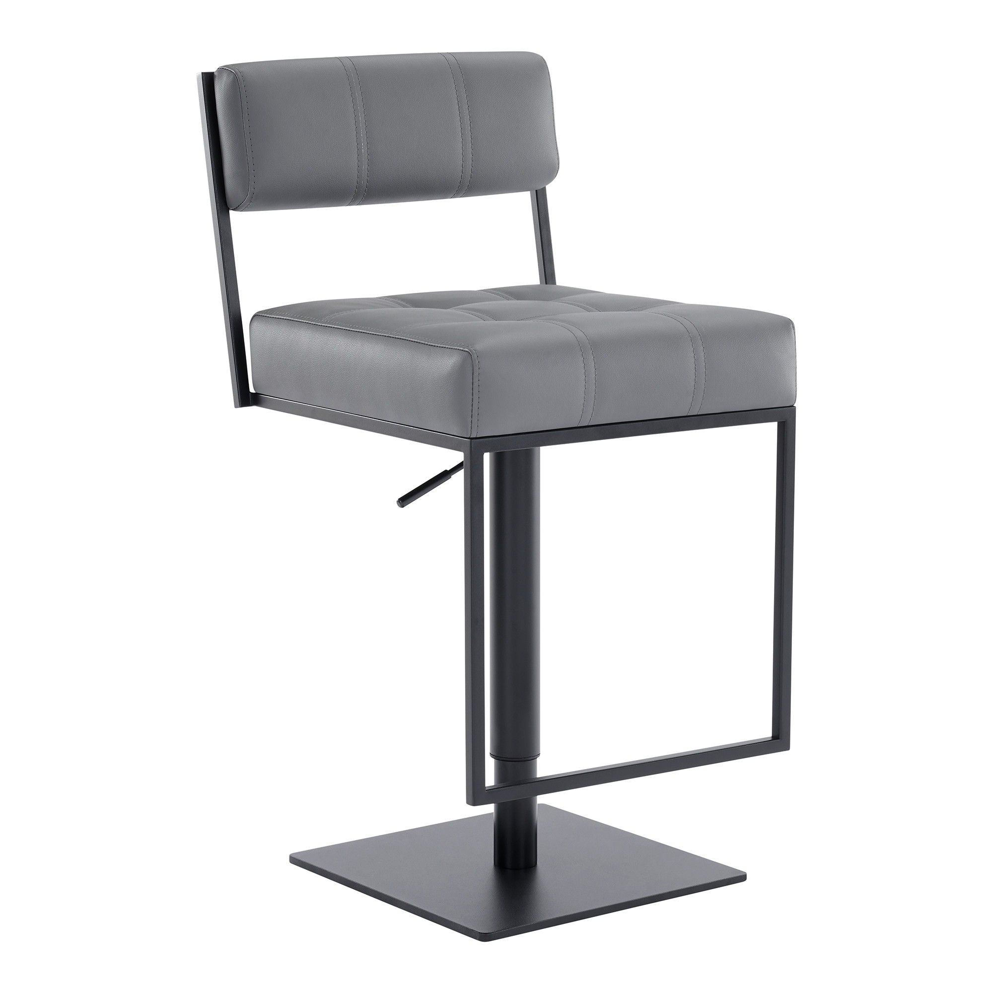 44" Faux Leather Swivel Low Back Adjustable Height Bar Chair - Gray / Black