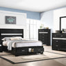 Miranda - Storage Bedroom Set Black 4 Pc. Bed, Nightstand, Dresser, Mirror Full by CoasterEveryday | Bel Furniture