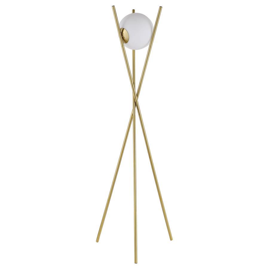 Yamileth - Spherical Bulb Metal Tripod Floor Lamp - Gold