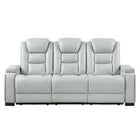 Power Sofa With USB LED Headrest, Bookshelf Arms, And Storage - Gray