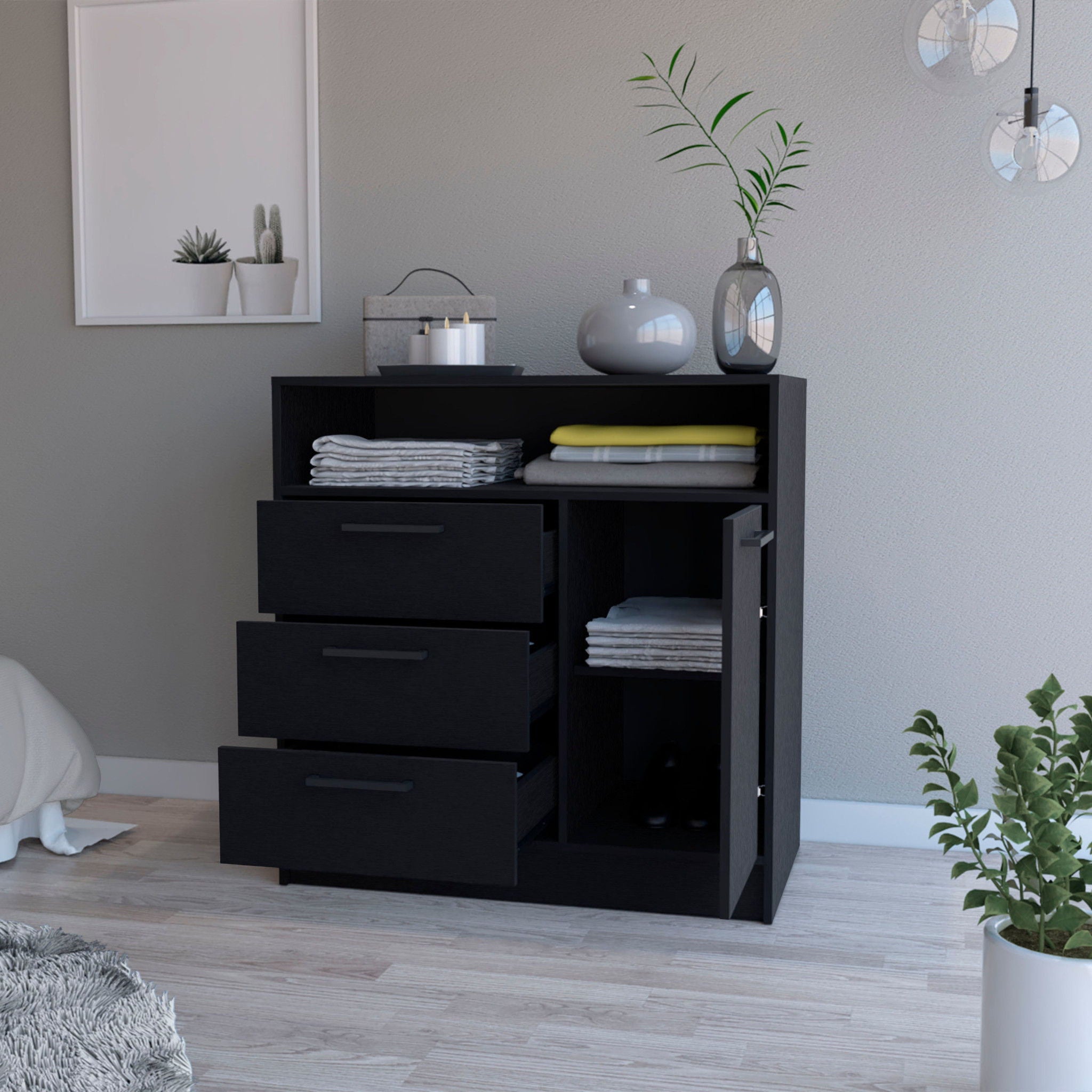 Three Drawer Dresser - Black