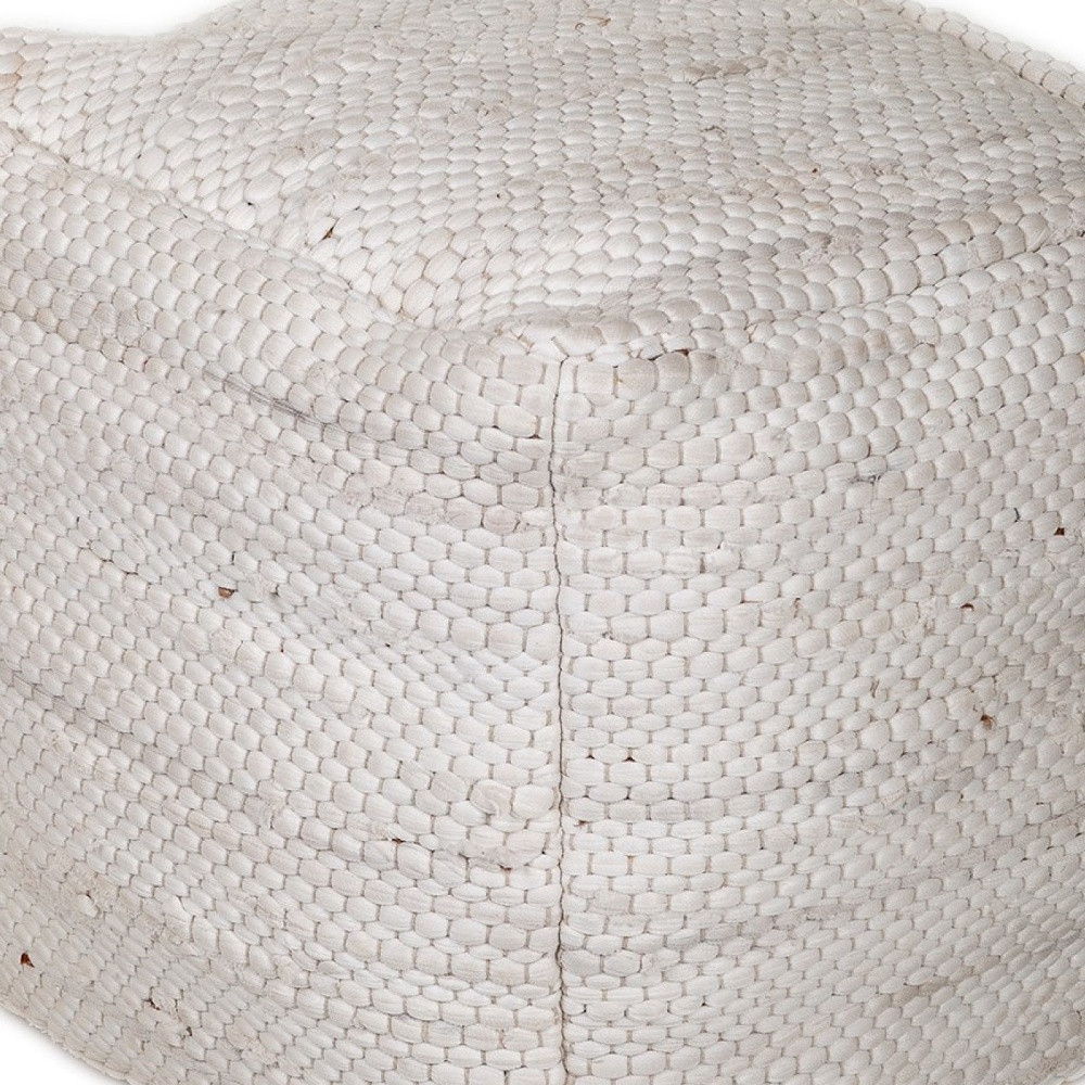 Chic Chunky Textured Pouf - White