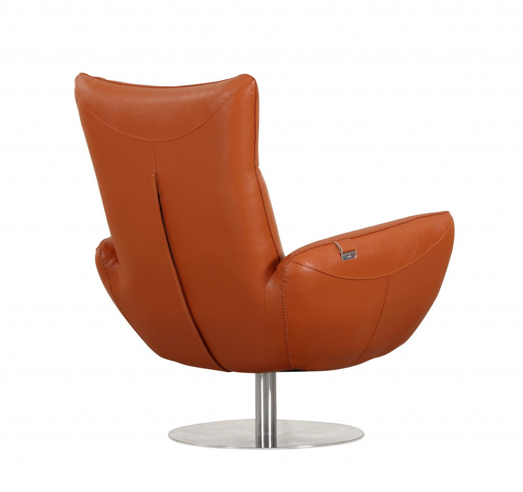 Contemporary Leather Lounge Chair - Orange