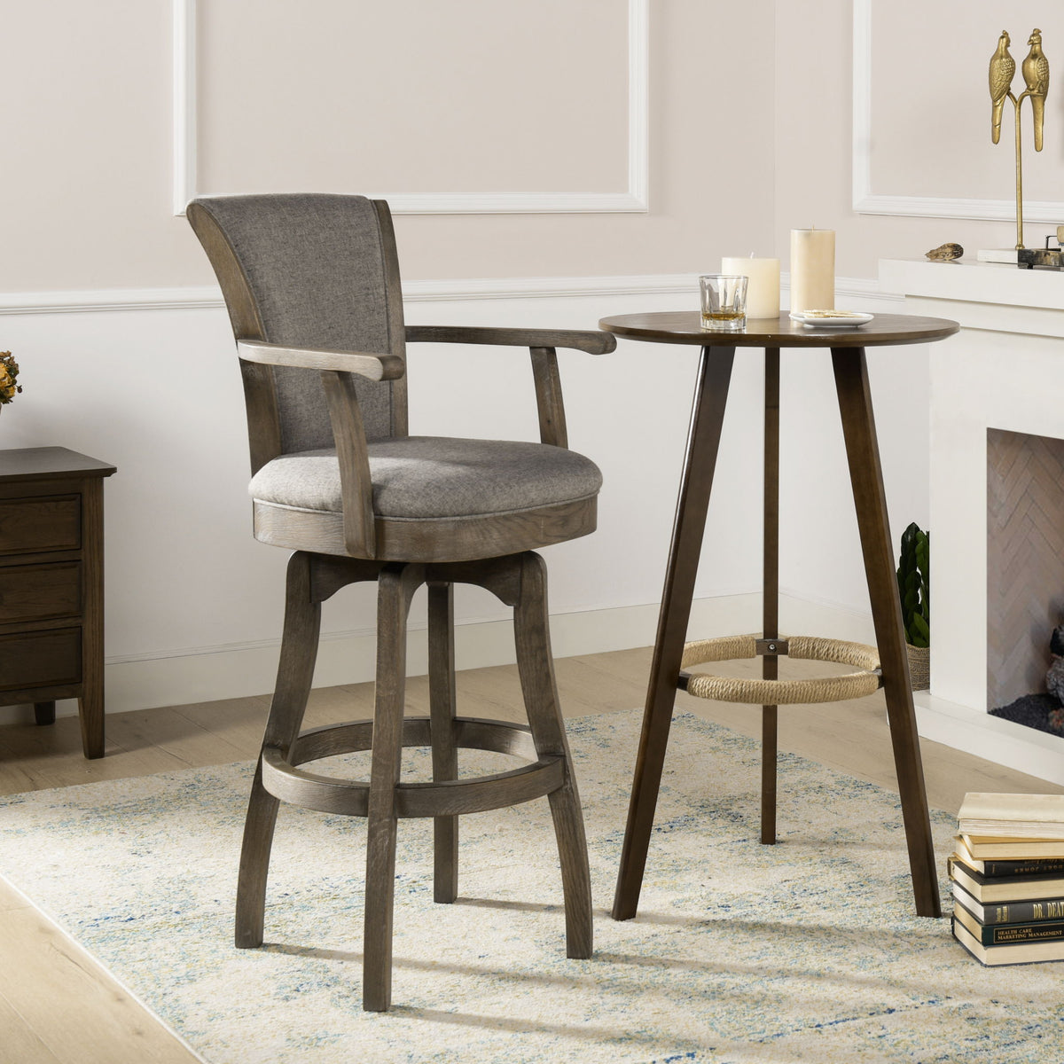 Williams - Swivel Bar Stool With Armrests by Jennifer Taylor Home | Bel Furniture
