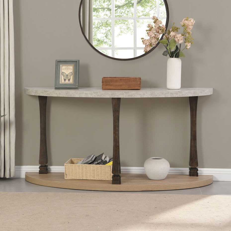 Long Semi Circle Demilune Sofa Table For Small Hallway Entryway Space, Wooden Half Moon Sturdy Console Tables