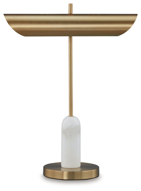 Rowleigh - Gold Finish / White - Marble Desk Lamp by Signature Design by Ashley® | Bel Furniture