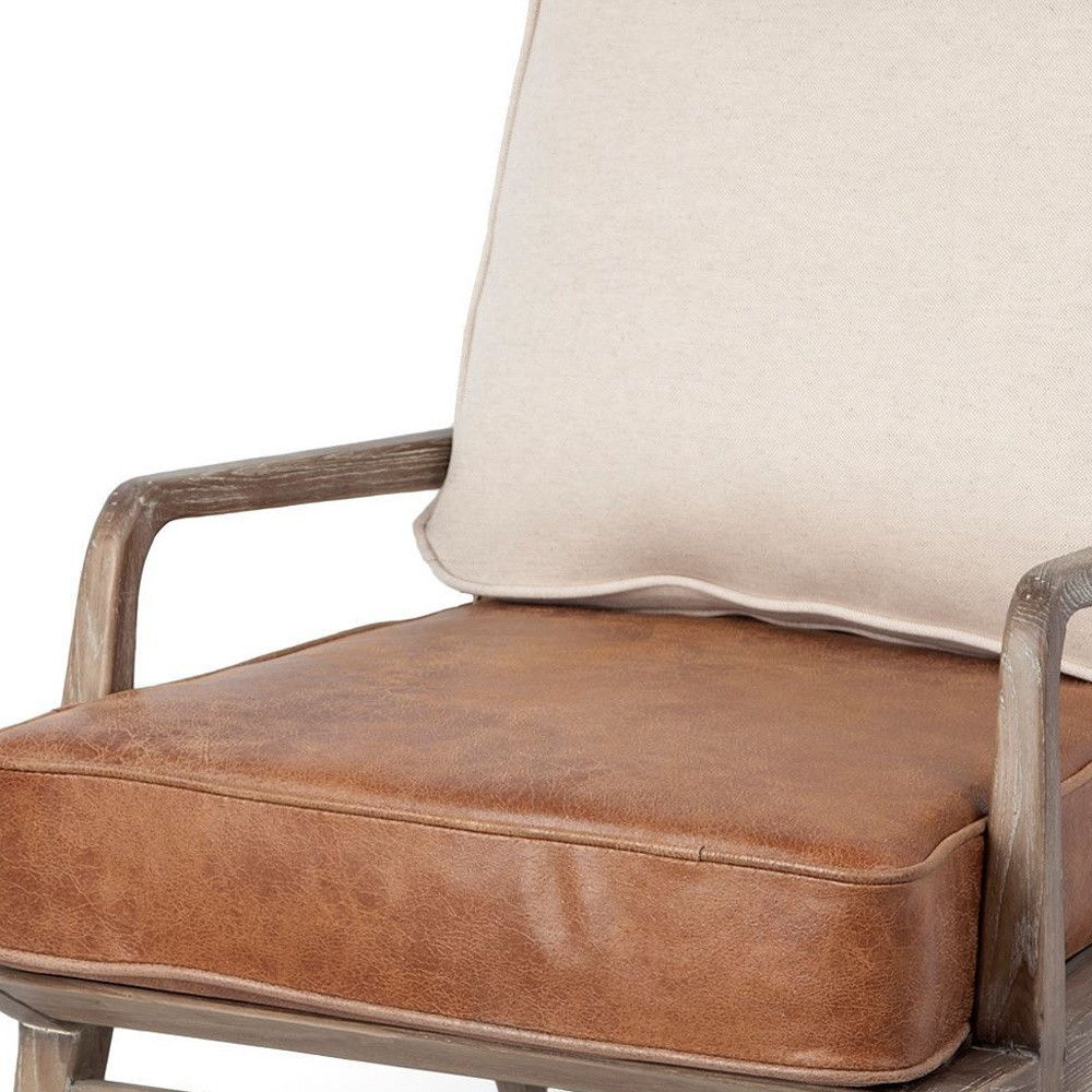 And Brown Leather Arm Chair - Beige / Brown