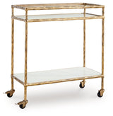 Plattfield - Antique Gold Finish - Bar Cart by Signature Design by Ashley® | Bel Furniture