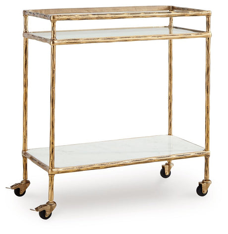 Plattfield - Antique Gold Finish - Bar Cart by Signature Design by Ashley® | Bel Furniture