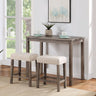 Lux - 3 Piece Counter Height Pub Table With Tufted Linen Stools (Set of 3) by Lilola Home | Bel Furniture