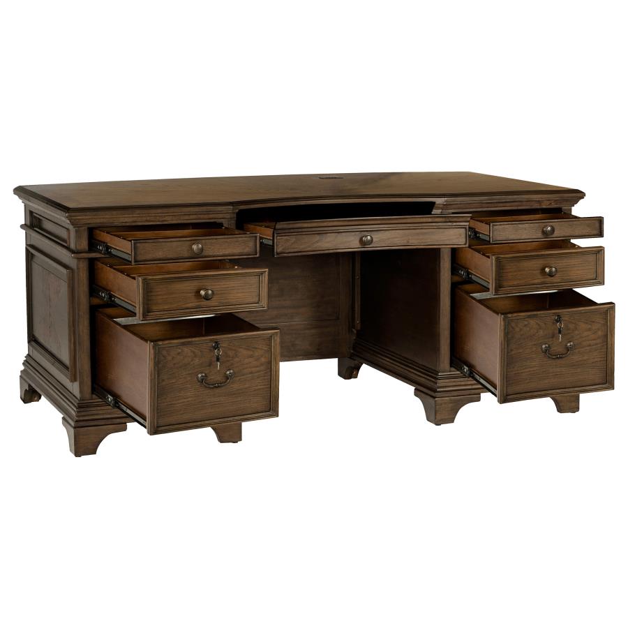 Hartshill - 7-Drawer Executive Desk - Burnished Oak by | BEL Furniture
