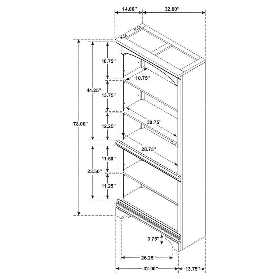 Hartshill - 5-Shelf Bookcase - Burnished Oak