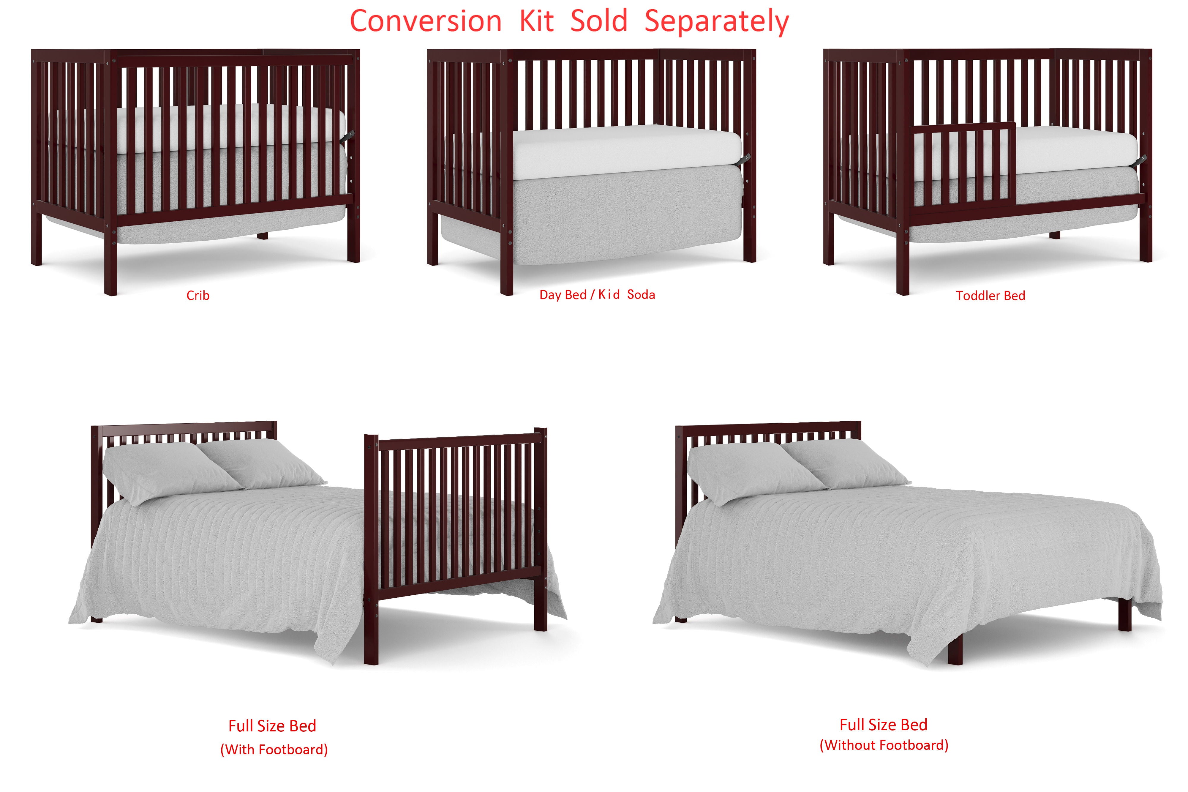 Crib 5 In 1 Convertible, Converts From Baby Crib To Toddler Bed, Fits Standard Full Size Crib Mattress