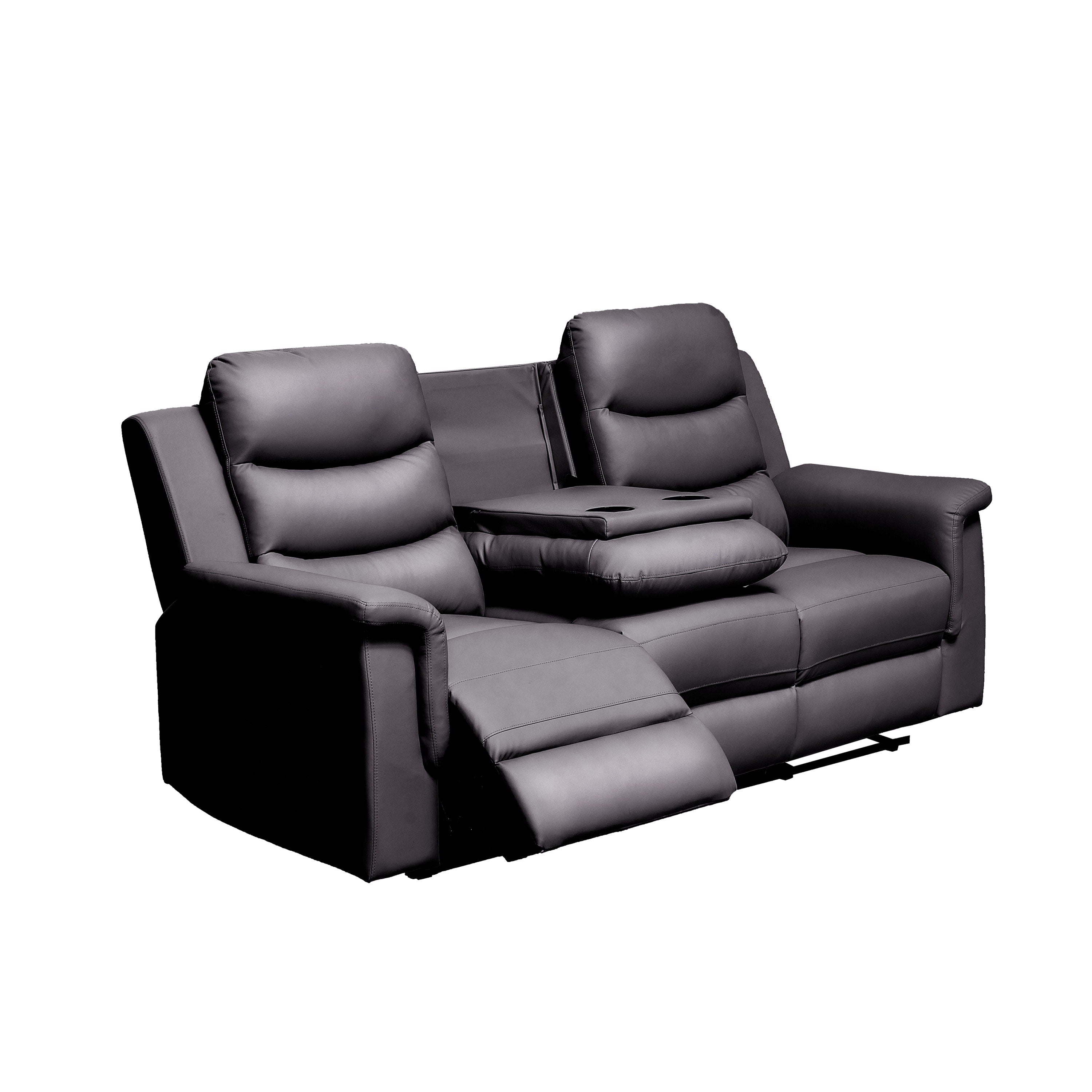 Reclining Sofa With Middle Console Slipcover, Stretch 3 Seat Reclining Sofa Covers - Black