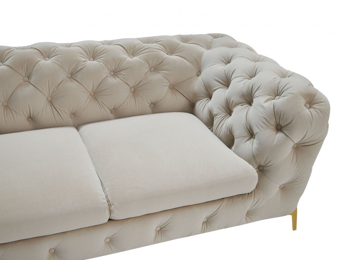 Glam Velvet And Gold Loveseat - Beige