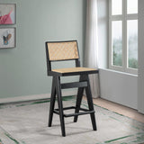Keira - Bar Stool (Set of 2) - Black / Rattan