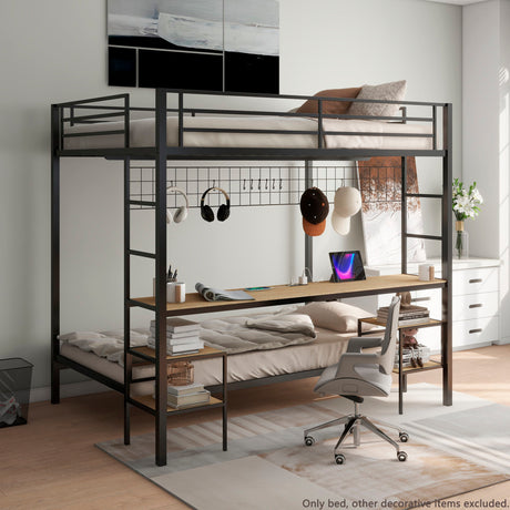 Ethan - Bunk Bed With Desk, Charging Station, Storage Shelves - view 16