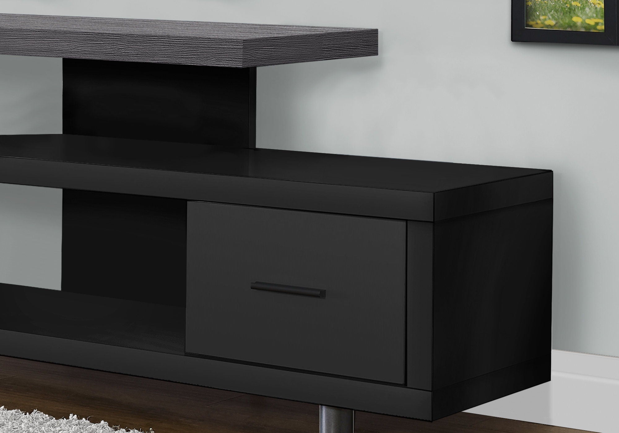 TV Stand Open Shelving - Black / Gray