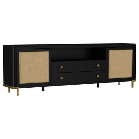 Arini - Rattan Cane 2-Door TV Stand Media Console Black by Coaster Fine Furniture | Bel Furniture