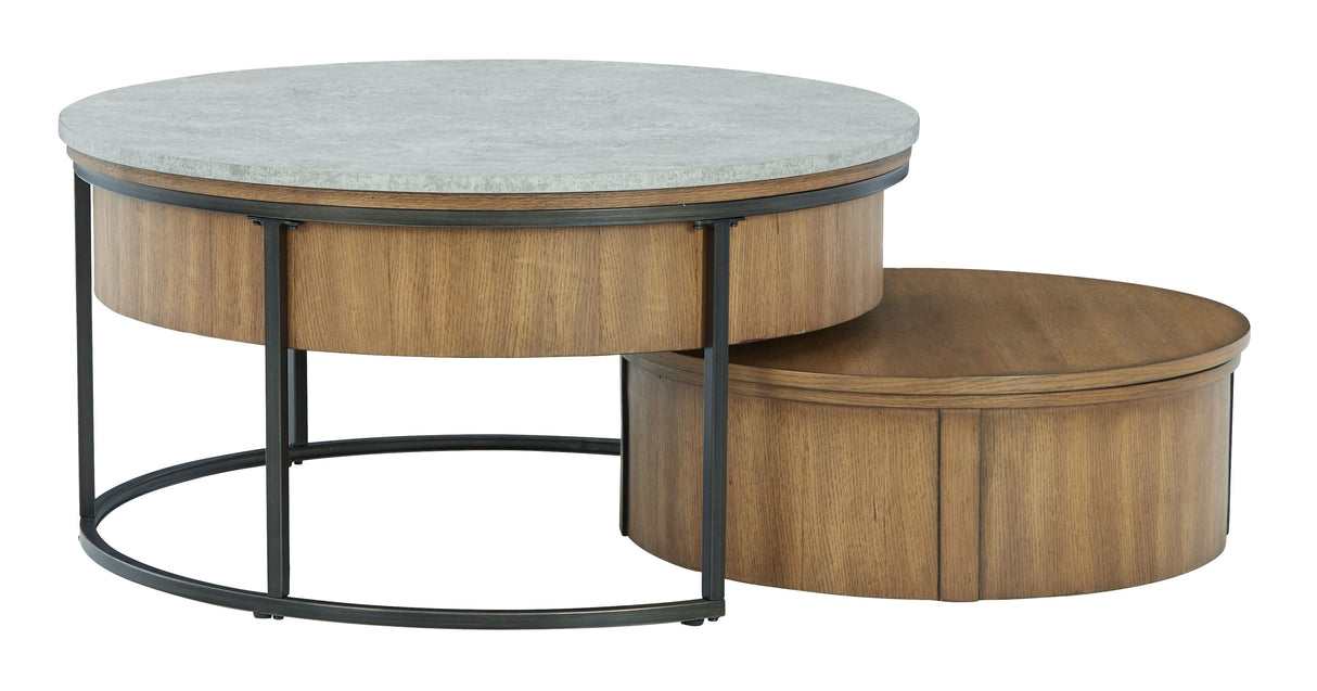 Fridley - Gray / Brown / Black - Nesting Cocktail Tables (Set of 2) by Signature Design by Ashley® | Bel Furniture