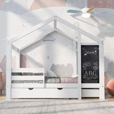House Bed With Blackboard And Drawers