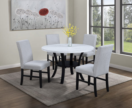 Isla - 5 Piece Dining Room Set - White / Black by Crown Mark | Bel Furniture